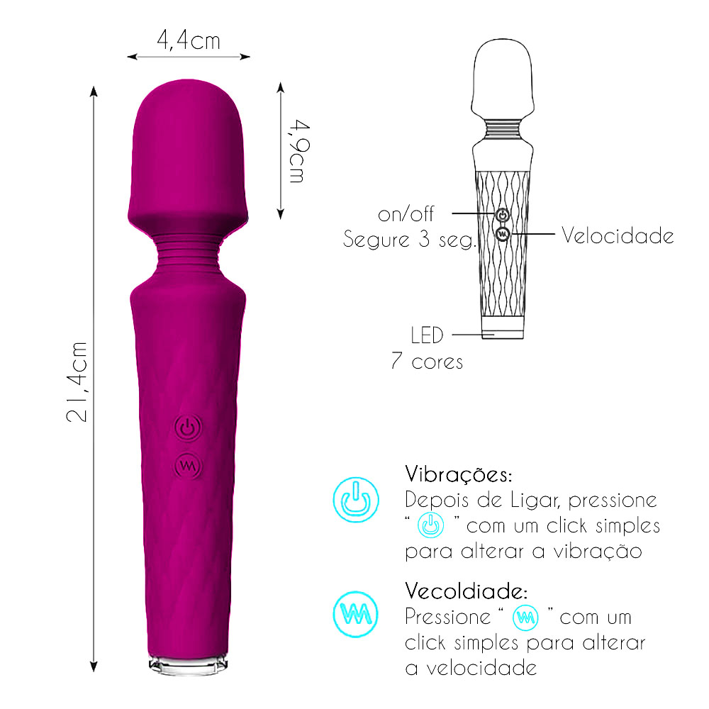 Massageador Er�tico Recarreg�vel em Silicone com 7 Vibra��es Luna Pink | Foto 05