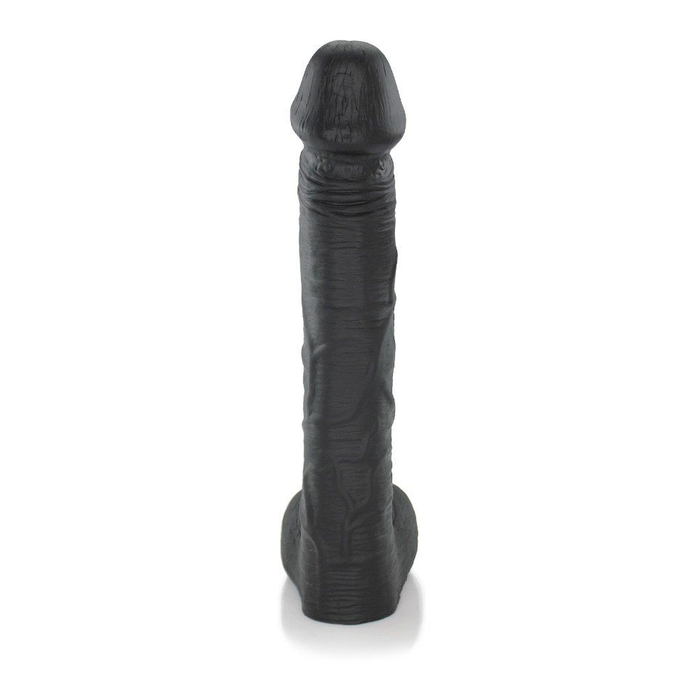 P�nis Real�stico em PVC Flex�vel Cabe��o 31 x 6cm Preto vista lateral detalhada