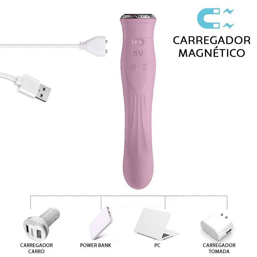 Vibrador Feminino Recarreg�vel em Silicone com 7 Pulsa��es e Aquecimento Rosa | Foto 05
