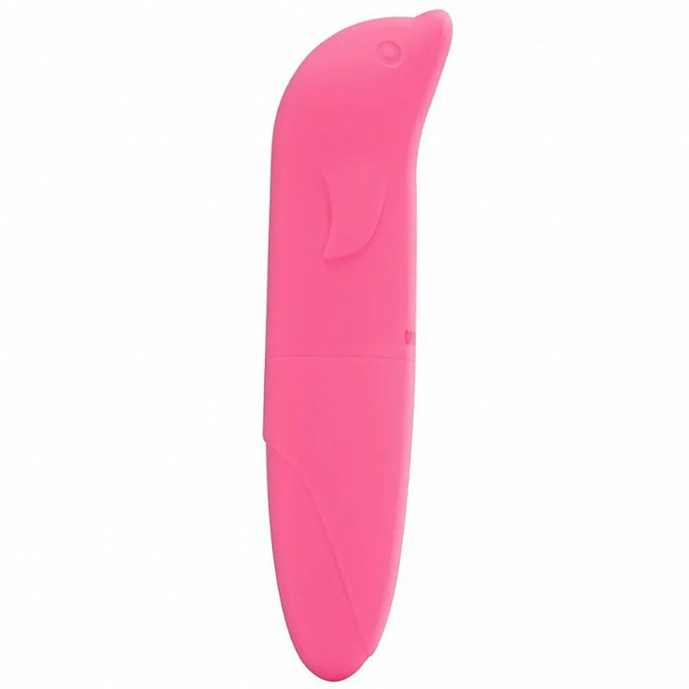 Vibrador Ponto G em Pl�stico R�gido com Formato de Golfinho Rosa em uso