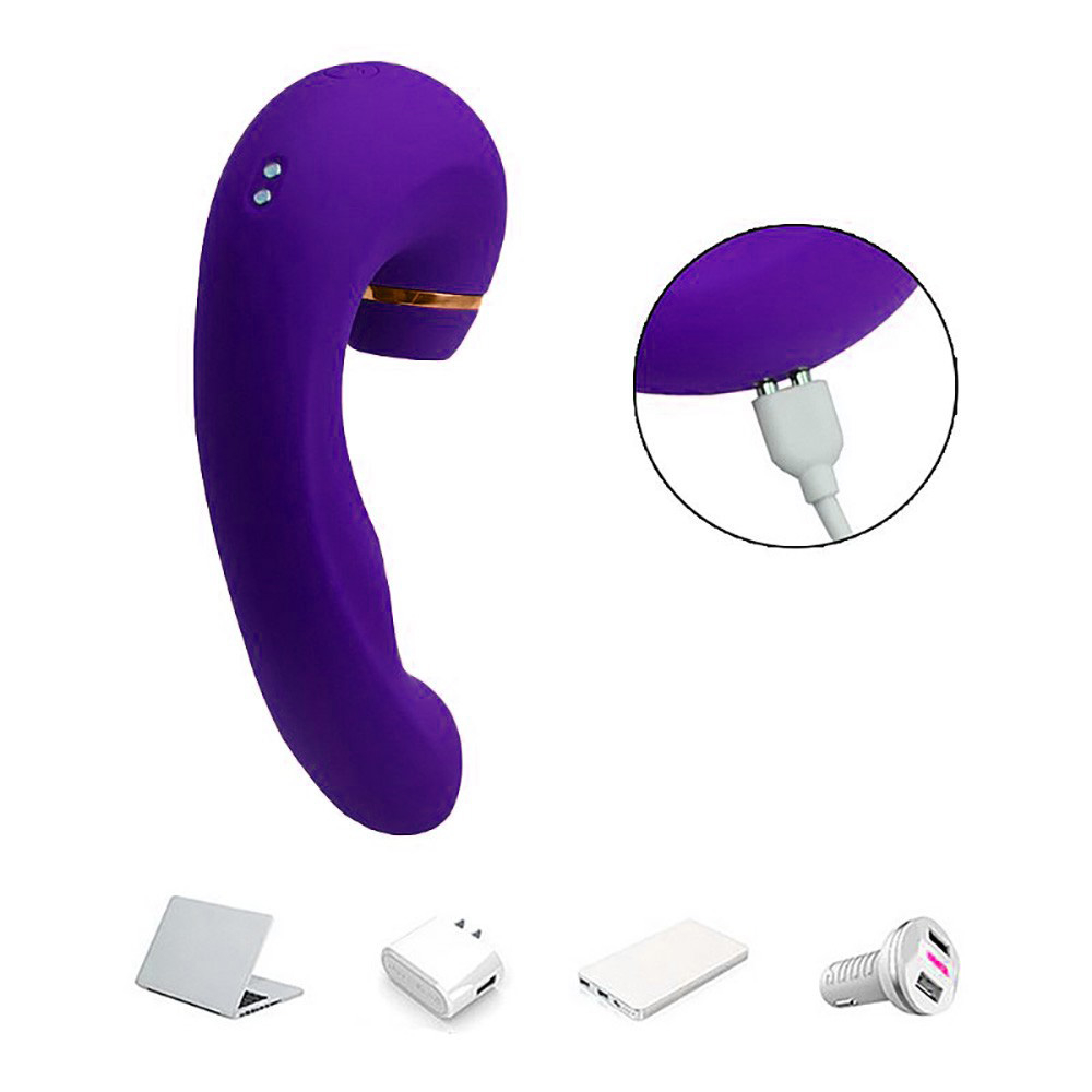 Vibrador Duplo Recarreg�vel em Silicone com 10 Vibra��es e 5 Pulsa��es Air Pulse 2 Roxo | Foto 04