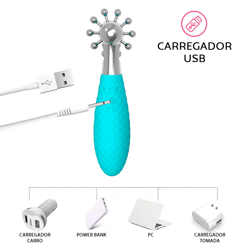 Vibrador Feminino Recarreg�vel em Silicone com 10 Vibra��es e 3 Modos de Choque Cyan | Foto 05