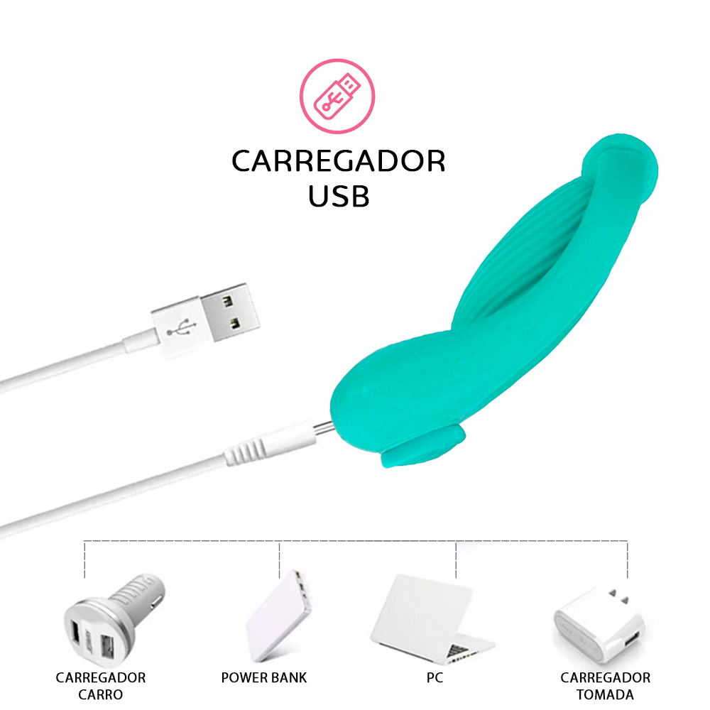 Vibrador para Clit�ris para Calcinha Recarreg�vel em Silicone 10 Vibra��es e Controle sem Fio Cyan | Foto 05