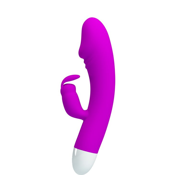 Vibrador Duplo Roxo com Estimulador Coelho e Bot�es de Controle