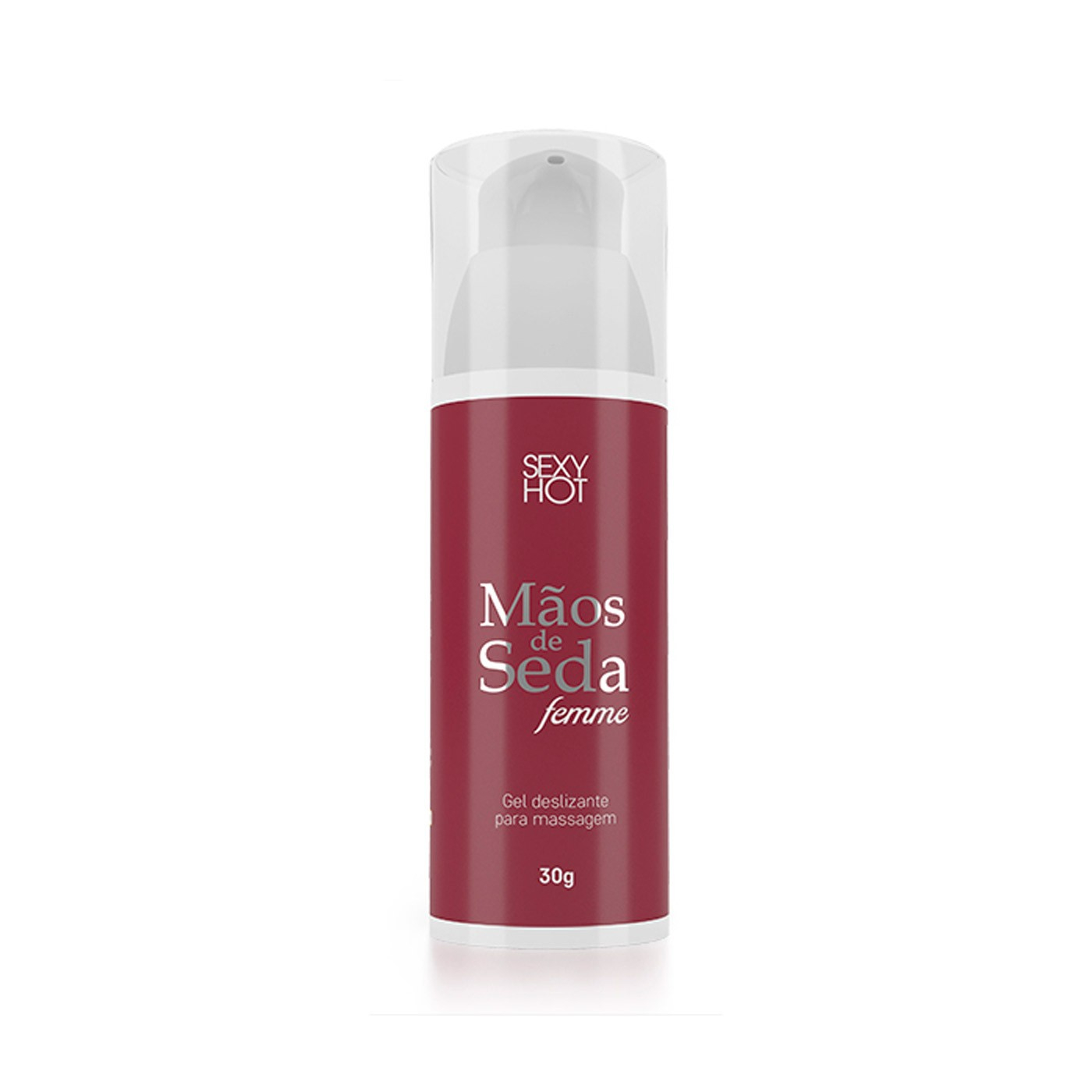 Gel Deslizante para Massagem M�os de Seda Femme, frasco vermelho com v�lvula pump, 60g