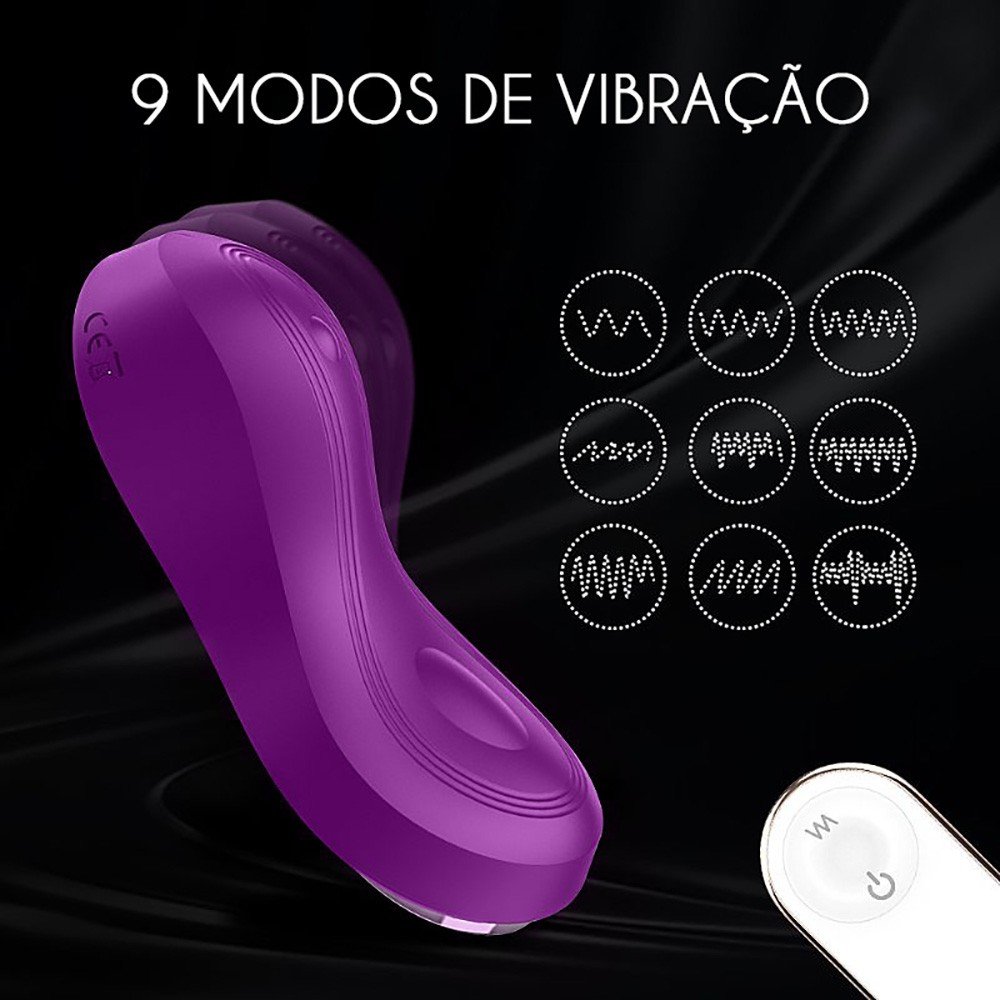 Vibrador para Clit�ris em Silicone Recarreg�vel 9 Vibra��es com Controle sem Fio Bell Roxo | Foto 04