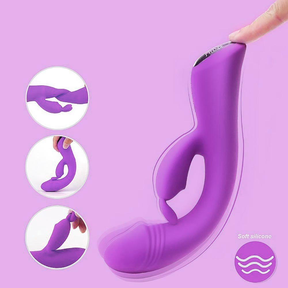 Vibrador Duplo em Silicone Recarreg�vel com 9 Vibra��es Baby Bunny Roxo | Foto 05