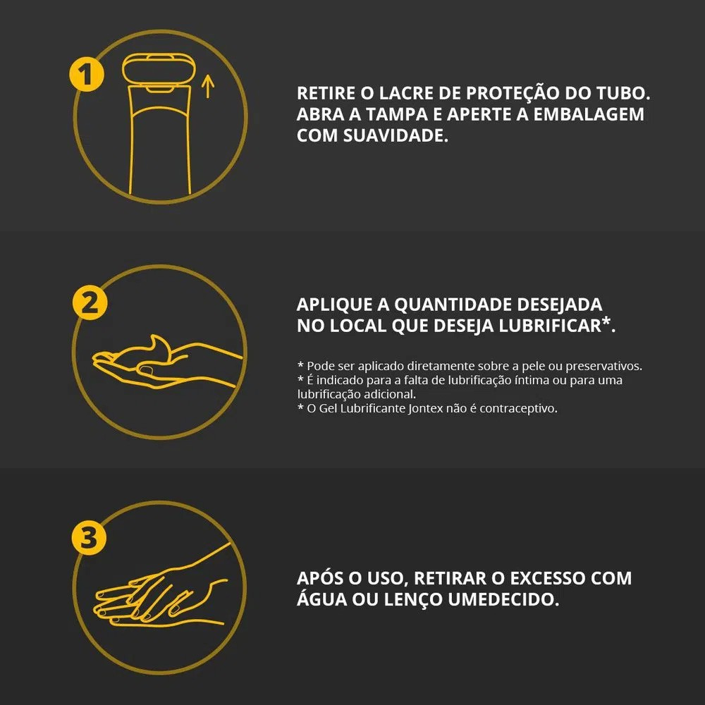 Instru��es de uso do Lubrificante �ntimo Jontex Gel Sensa��o Pele com Pele: como aplicar e limpar