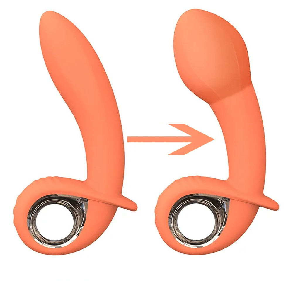 Vibrador Feminino Klein Laranja, silicone macio com ponta infl�vel e multivelocidade