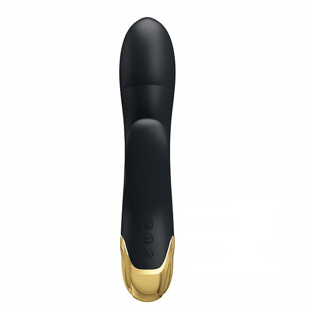 Vibrador Duplo Recarreg�vel em Silicone M�dico com 7 Vibra��es e 7 Suc��es com Ouro 18K Preto | Foto 04