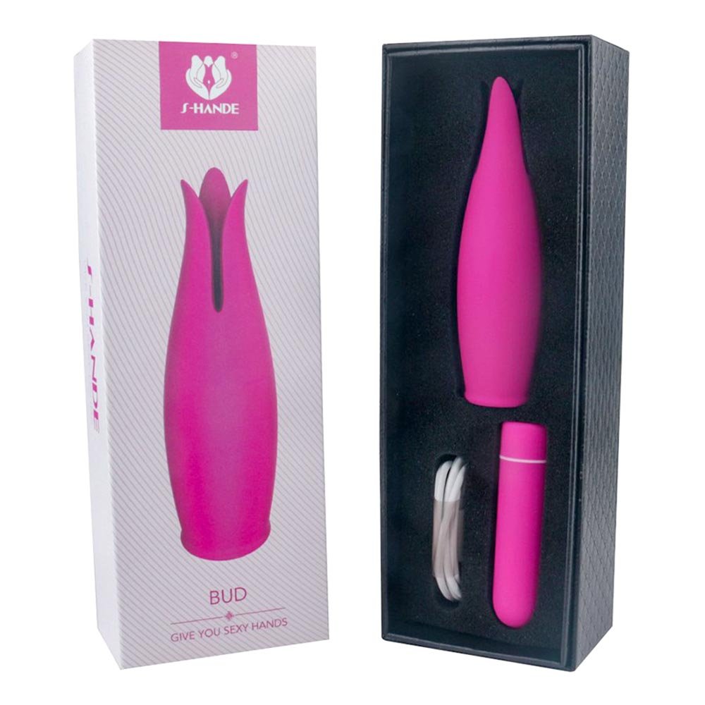 Vibrador Bullet em Silicone Recarreg�vel com 9 Vibra��es e Capa Massageadora Bud Pink | Foto 05