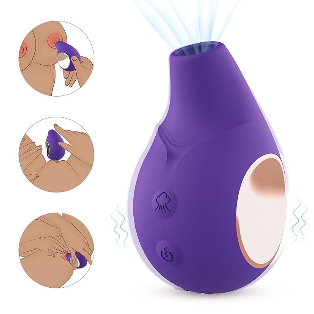 Vibrador Discreto George Roxo | Imagem mostrando modos de uso em mamilos e cl�toris