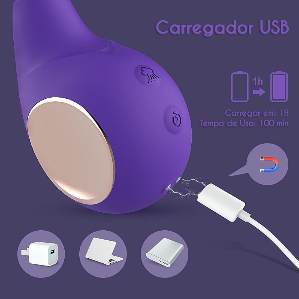 Vibrador Discreto em Silicone Recarreg�vel com 9 Vibra��es George Roxo | Foto 04