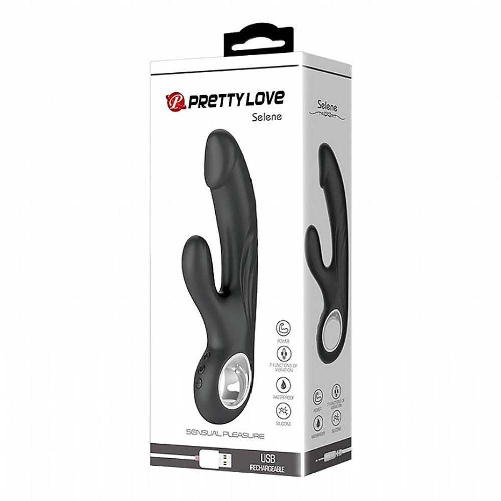 Vibrador Duplo Recarreg�vel em Silicone com 7 Vibra��es e 5 Intensidades Selene Preto | Foto 05
