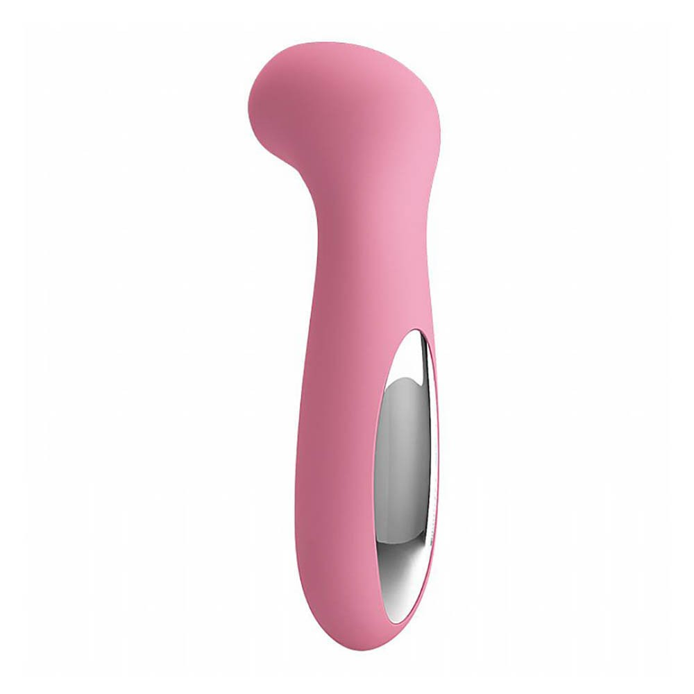 Vibrador Ponto G Grace Rosa em silicone recarreg�vel com 30 vibra��es, vista lateral
