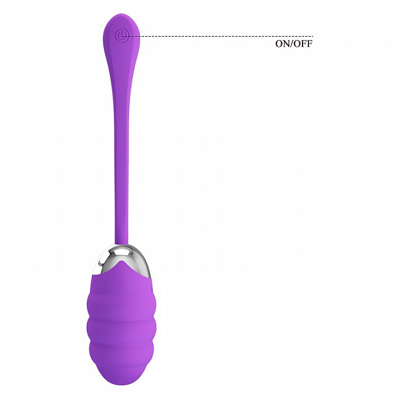 Vibrador Bullet Franklin Roxo em Silicone com 12 Vibra��es Recarreg�vel via USB - Vista de frente com indica��o ON/OFF