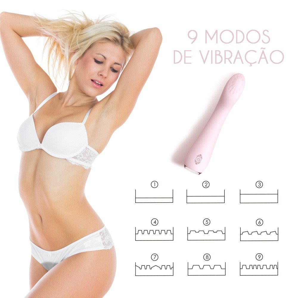 Vibrador Feminino em Silicone, 9 Vibra��es Recarreg�vel via USB 19,3 x 3,3cm Lisa Rosa | Foto 05