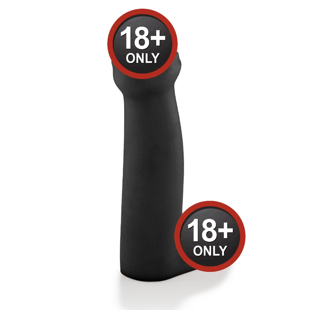 P�nis Gigante e Grosso Flex�vel com Escroto Fimose 28 x 7cm Preto, exibindo o detalhe do prep�cio