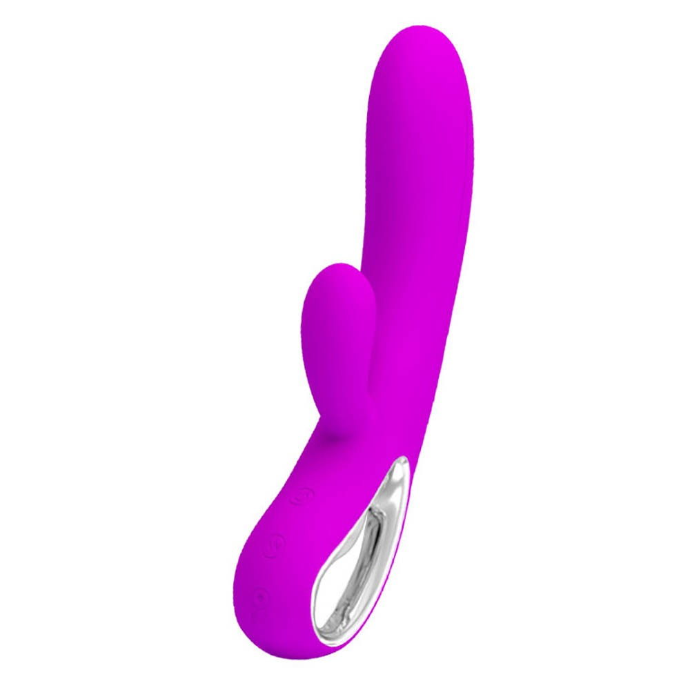 Vibrador Duplo Recarreg�vel em Silicone com 12 Vibra��es Elmer Pink - �ngulo frontal diagonal