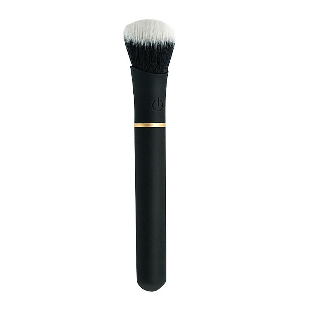 Vibrador Discreto Recarreg�vel em Silicone Pincel de Maquiagem Preto visto de frente
