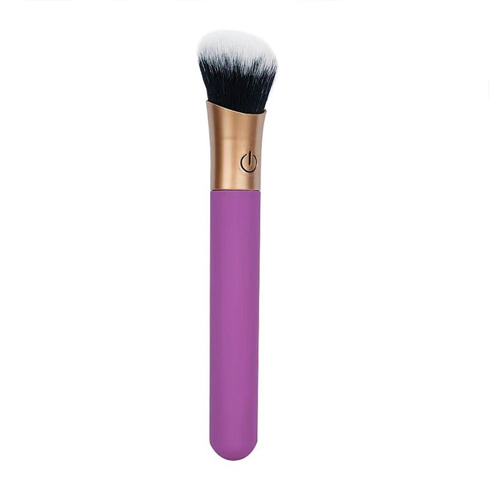Vibrador Discreto Recarreg�vel Roxo - Vista lateral do vibrador em formato de pincel de maquiagem