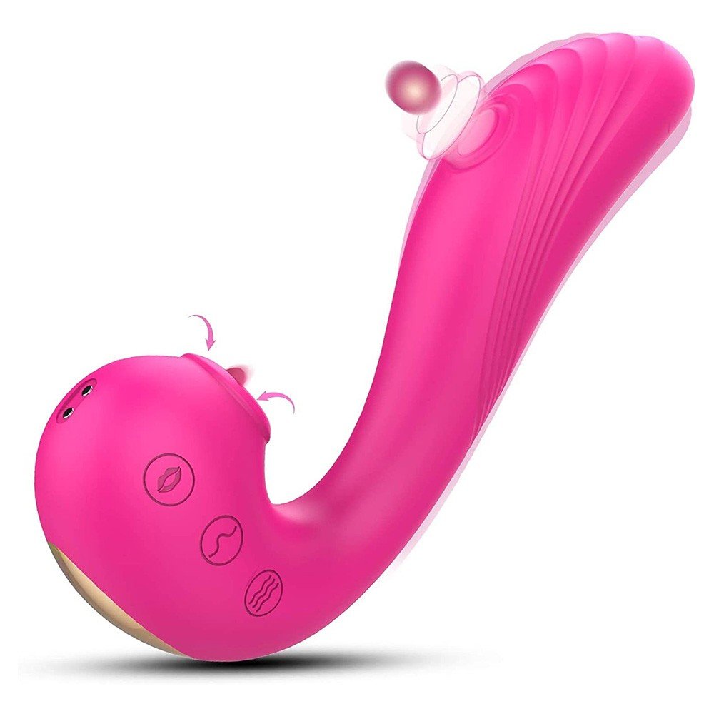 Vibrador Duplo Angels Wings Pink em silicone com estimulador de clit�ris