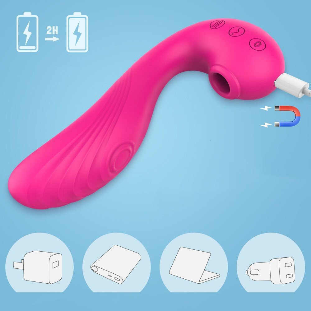 Vibrador Duplo em Silicone Recarreg�vel 9 Pulsa��es e 9 Vibra��es Angels Wings Pink | Foto 05