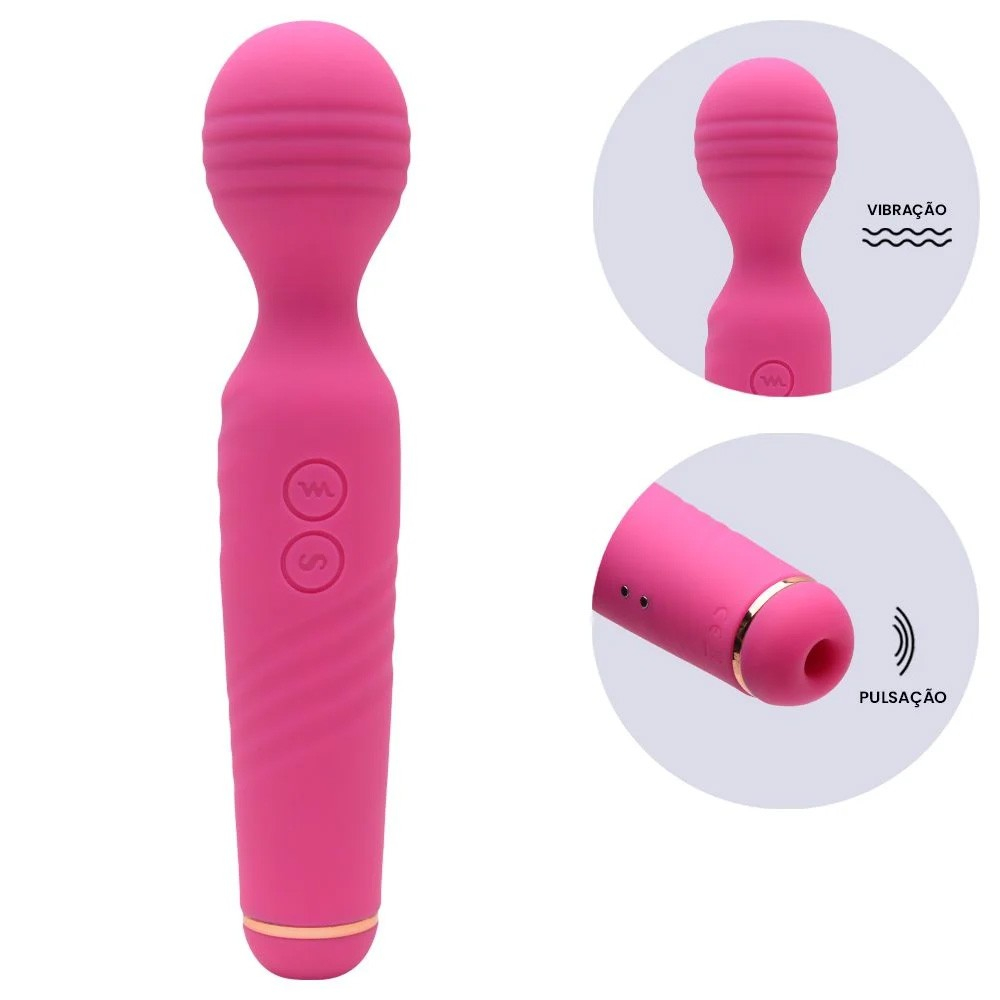 Massageador Er�tico em Silicone Recarreg�vel 7 Modos de Vibra��o e 7 Pulsa��es Pink | Foto 05