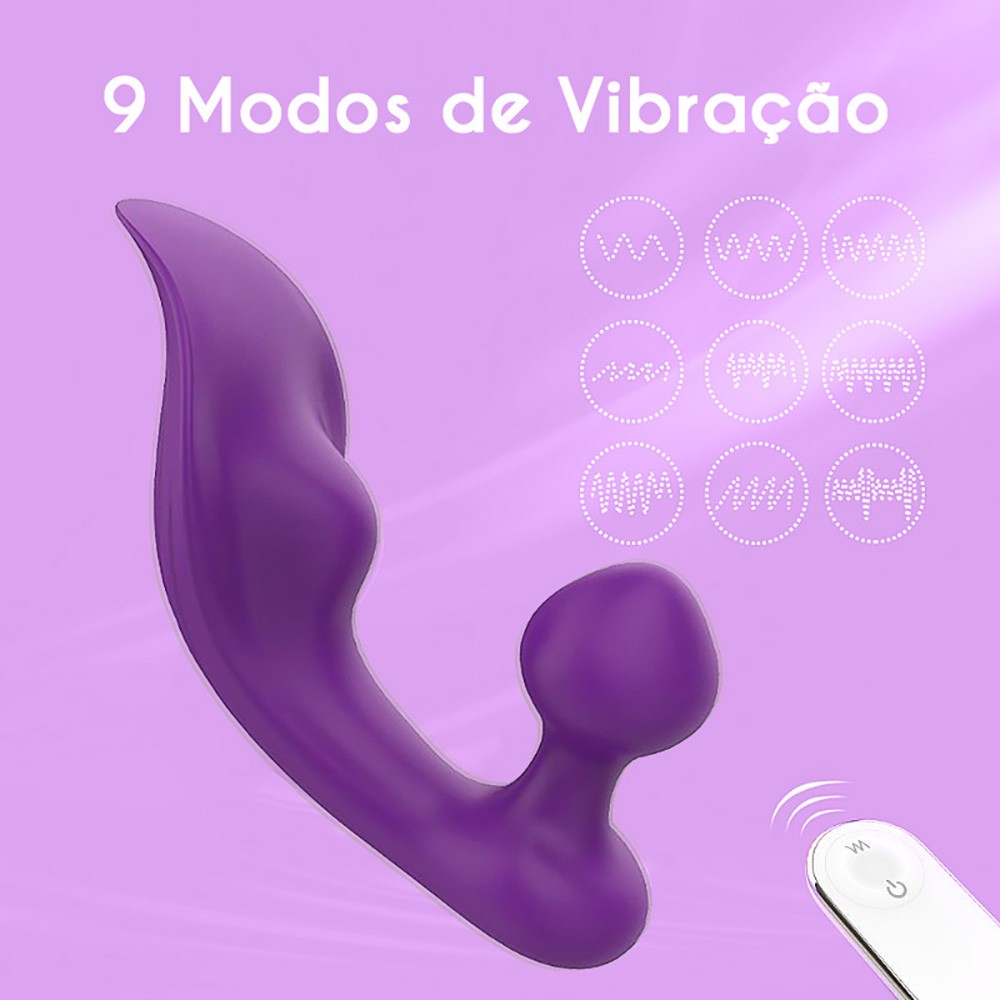 Vibrador para Clit�ris em Silicone Recarreg�vel com 9 Vibra��es e Controle sem Fio Chomper-RCT Roxo | Foto 04