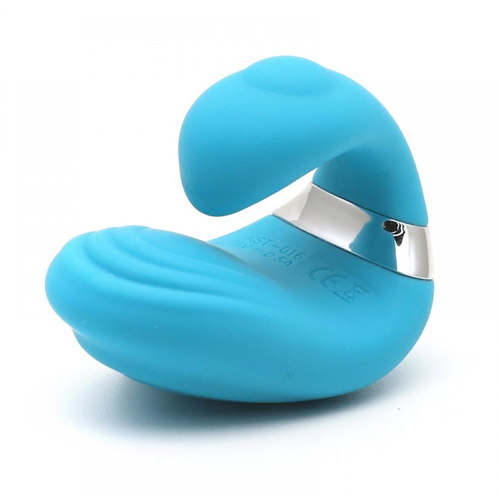 Vibrador para Clit�ris Mini em Silicone Recarreg�vel Queeni na cor azul com detalhe prateado