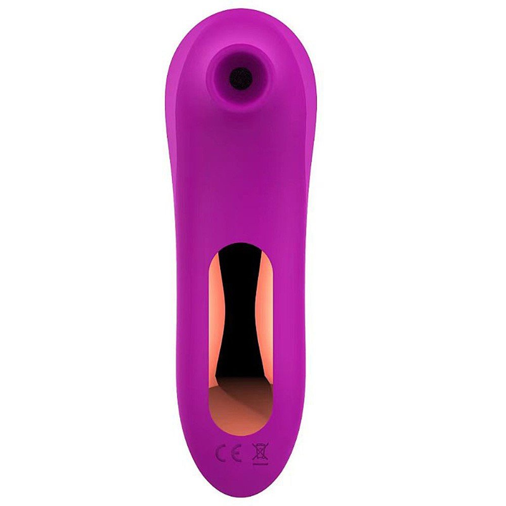 Vibrador para Clit�ris Recarreg�vel em Silicone com 10 Pulsa��es Pink, vista frontal com a ponta de suc��o 