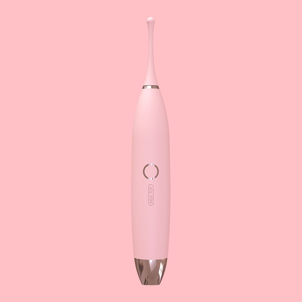 Vibrador Feminino C-King Rosa em um fundo rosa, mostrando detalhes do design