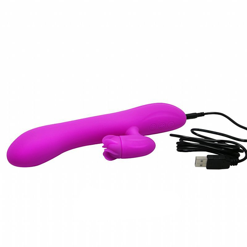 Vibrador Duplo em Silicone Recarreg�vel 7 Vibra��es e Estimulador 4 Rota��es Buck Pink | Foto 05