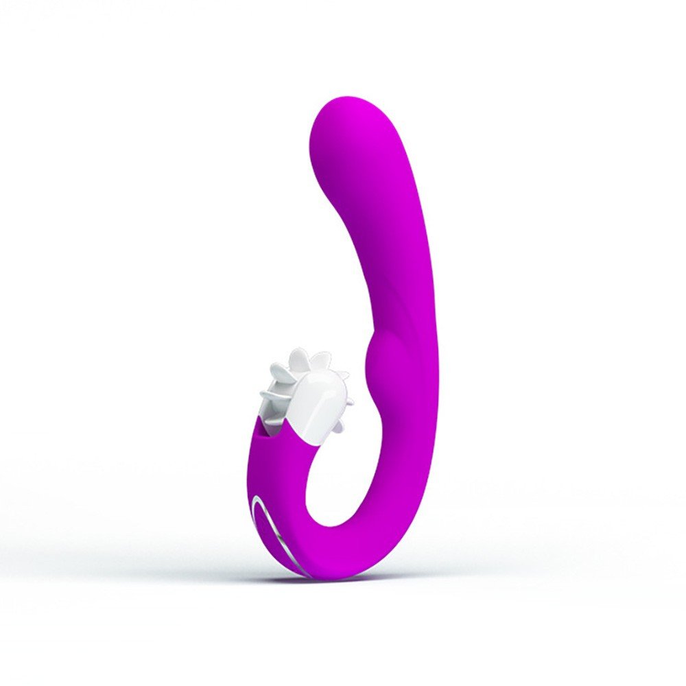 Vibrador Duplo em Silicone Recarreg�vel Magic Tongue Pink em �ngulo mostrando as duas pontas estimuladoras