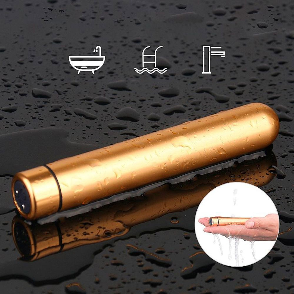 Vibrador Personal em Metal Recarreg�vel 9 Modos de Vibra��o Seed-4 Dourado | Foto 04