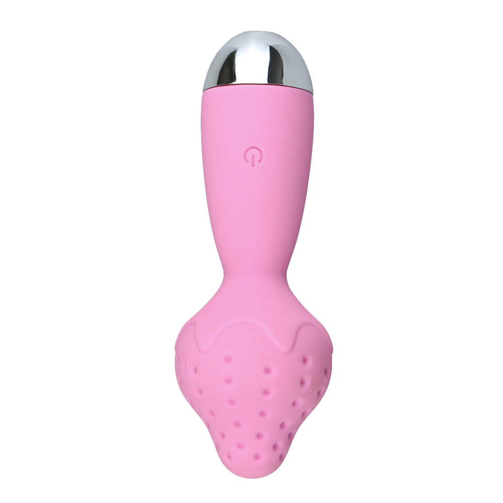 Massageador Er�tico em Silicone com 10 Vibra��es Formato Morango Rosa | Foto 04