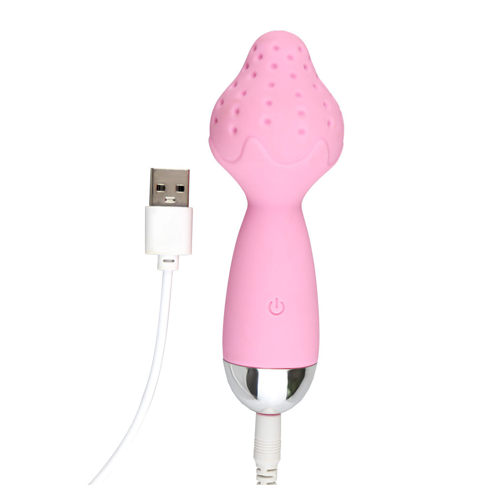 Massageador Er�tico em Silicone com 10 Vibra��es Formato Morango Rosa | Foto 05