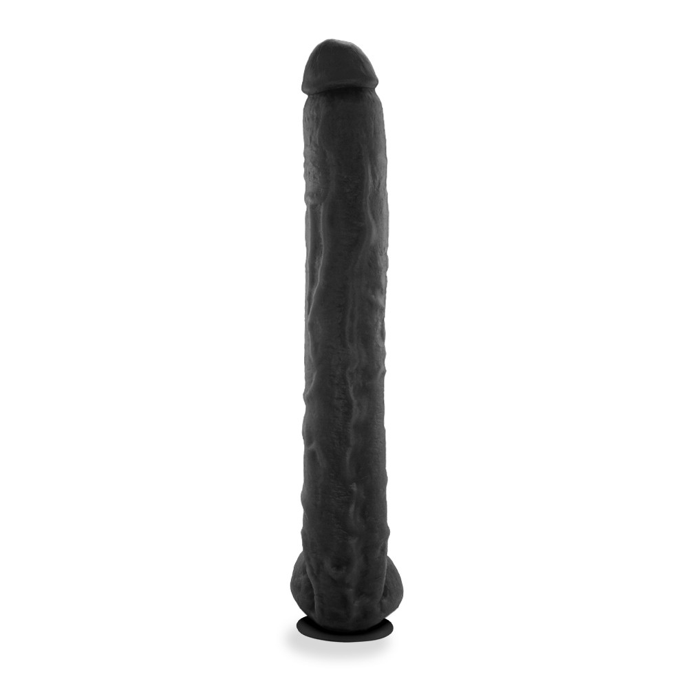 P�nis Gigante e Grosso Flex�vel Com Escroto e Ventosa Neg�o da Picona ilustrando a ventosa para fixa��o