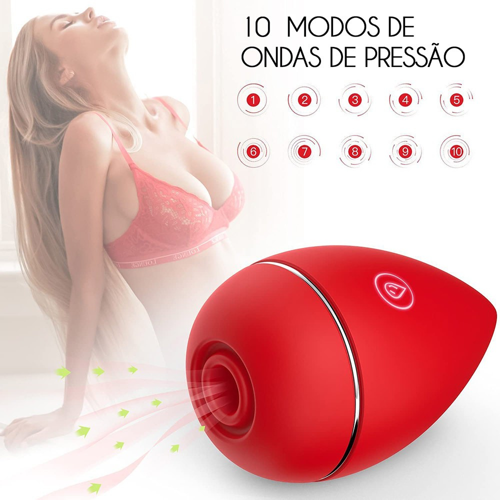 Sugador de Clit�ris em Silicone Recarreg�vel 10 Pulsa��es Love Blooms Vermelho | Foto 05