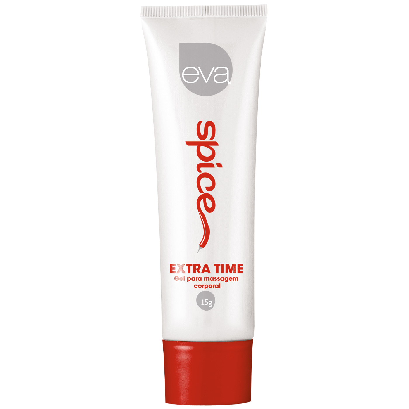 Gel Retardante Extra Time Spice 15g em embalagem branca e vermelha, foto do produto