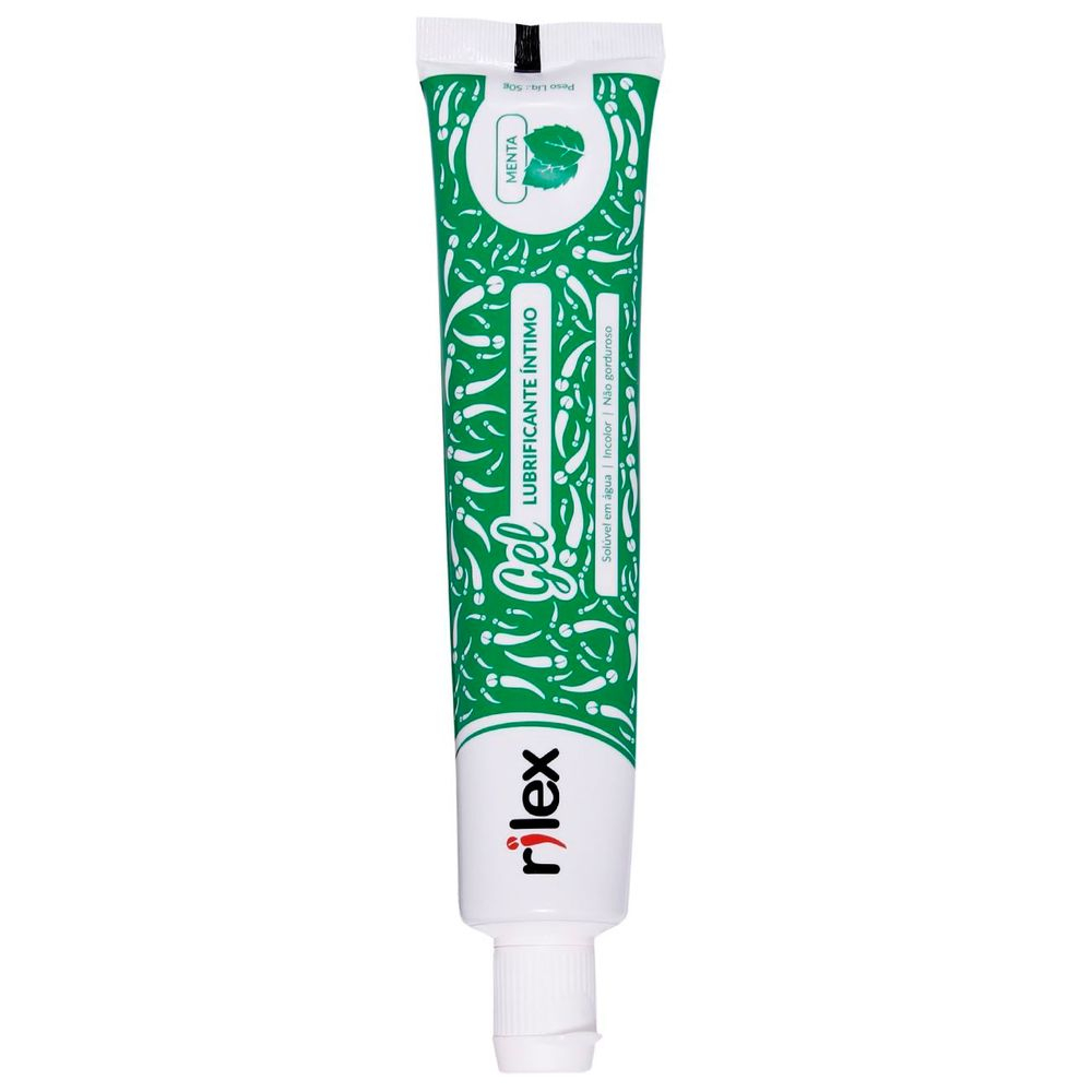 Lubrificante �ntimo Rilex Menta Refrescante, tubo de 50g em destaque.