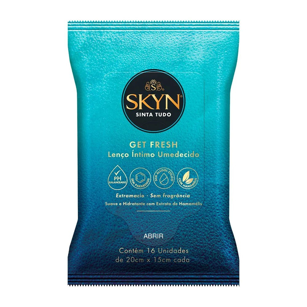 Len�o �ntimo Umedecido Skyn Get Fresh sem Fragr�ncia 16un - embalagem frontal