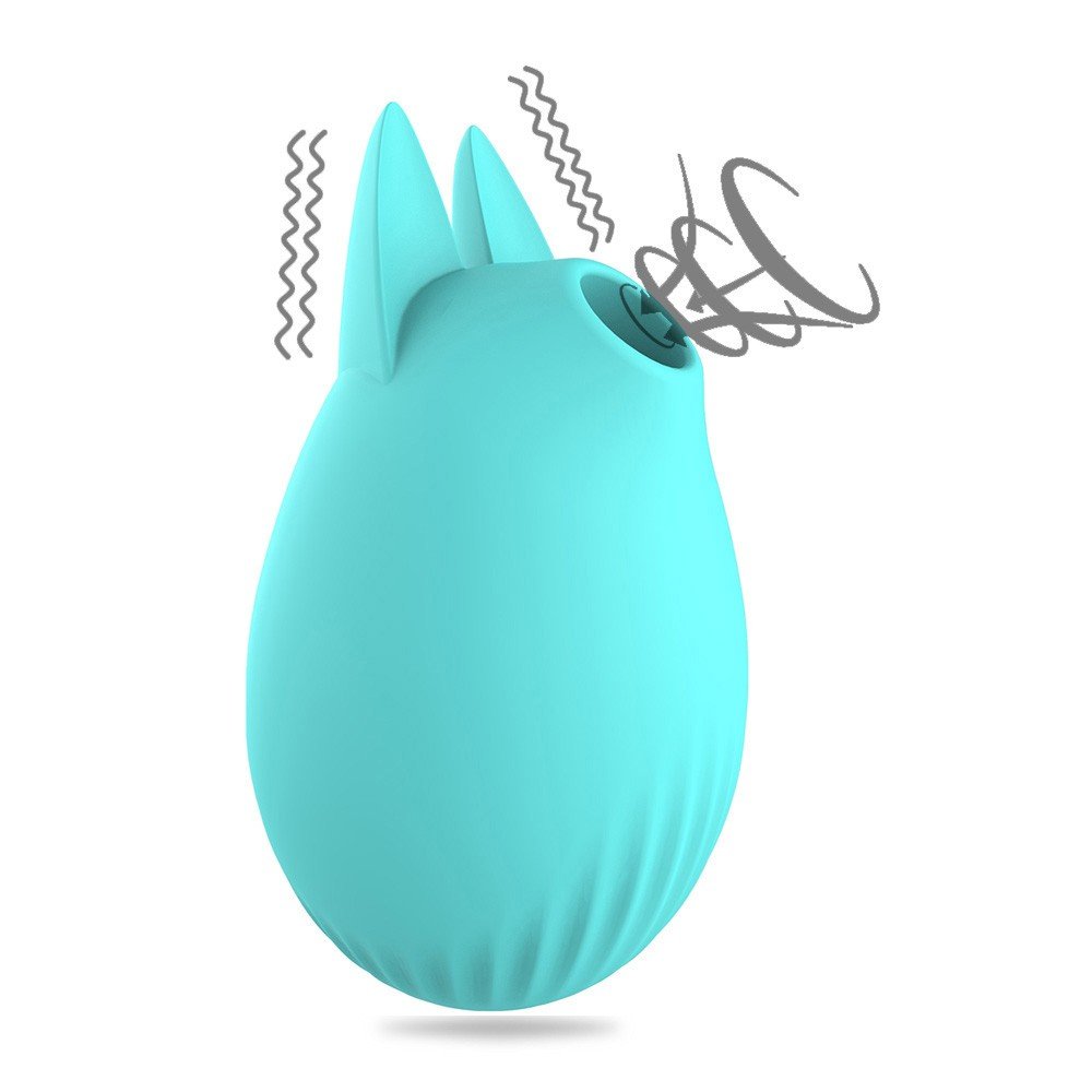 Vibrador para Clit�ris em Silicone Recarreg�vel com 3 Modos de Vibra��o e Pulsa��o Cyan - Vista frontal detalhada.