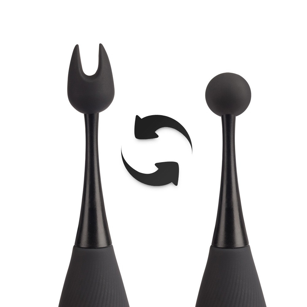Vibrador para Clit�ris com Duas Ponteiras em Silicone Recarreg�vel com 10 Vibra��es Preto | Foto 04