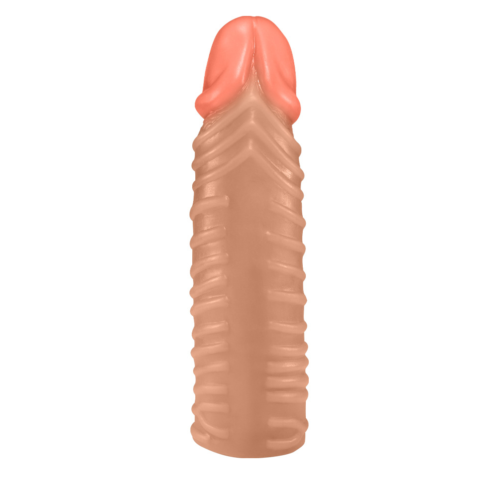 P�nis Torpedo em PVC Flex�vel At�xico 24 x 6cm Bege, vista detalhada frontal mostrando texturas