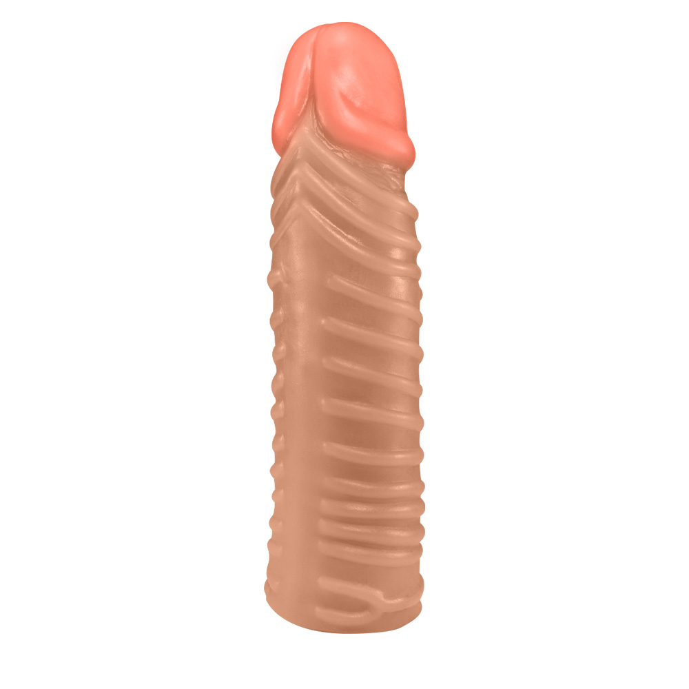 P�nis Torpedo em PVC Flex�vel At�xico 24 x 6cm Bege, vista lateral com curvas e texturas
