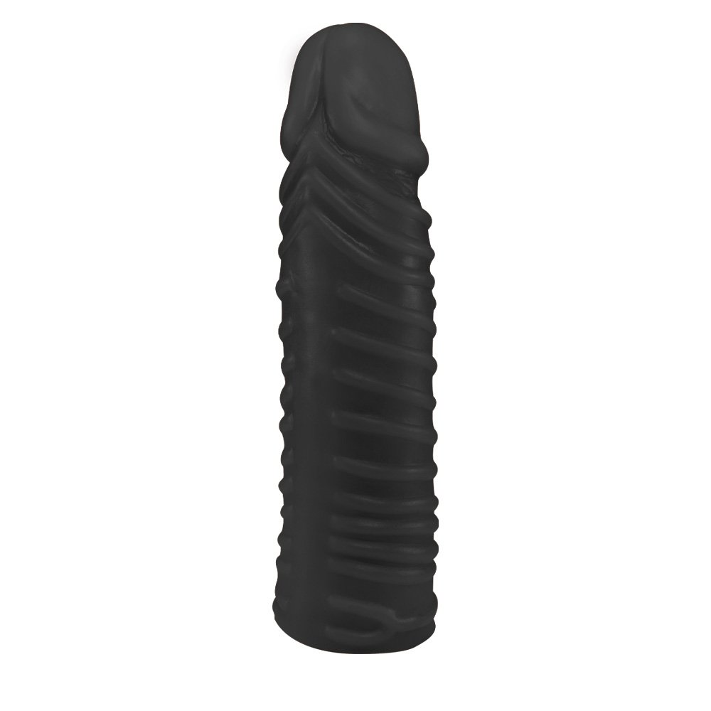 P�nis Torpedo em PVC flex�vel de 24x6cm na cor preta, mostrando a base larga e est�vel para manuseio