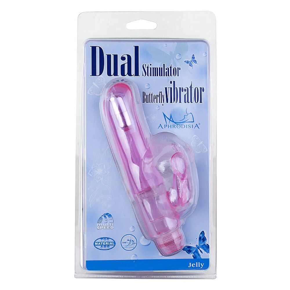 Vibrador Duplo em Jelly Estimulador Formtato de Borboleta Multivelocidade Rosa | Foto 05