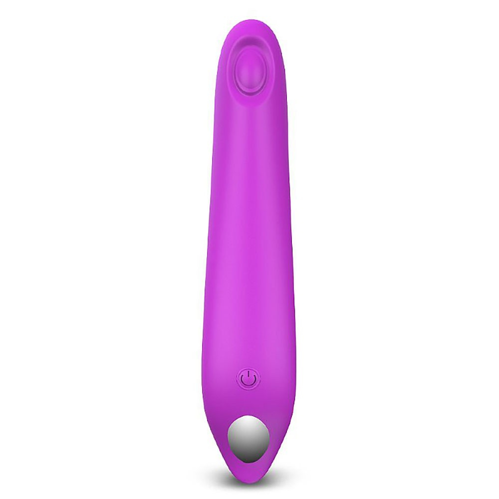 Vibrador Feminino em Silicone Recarreg�vel Youmis Roxo, vis�o superior destacando a �rea de estimula��o com a capa acoplada