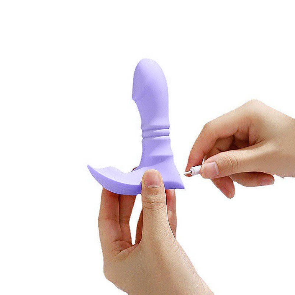 Vibrador Feminino Recarreg�vel em Silicone com 10 Velocidades de Vai e Vem e Controle sem Fio Lil�s - Detalhe da Porta USB